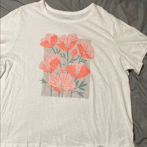 Old Navy White Floral Graphic T-Shirt